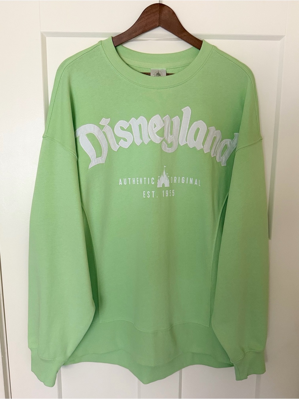 NWT Disneyland Pullover Sweatshirt Women Light Green Embroidered Size Medium